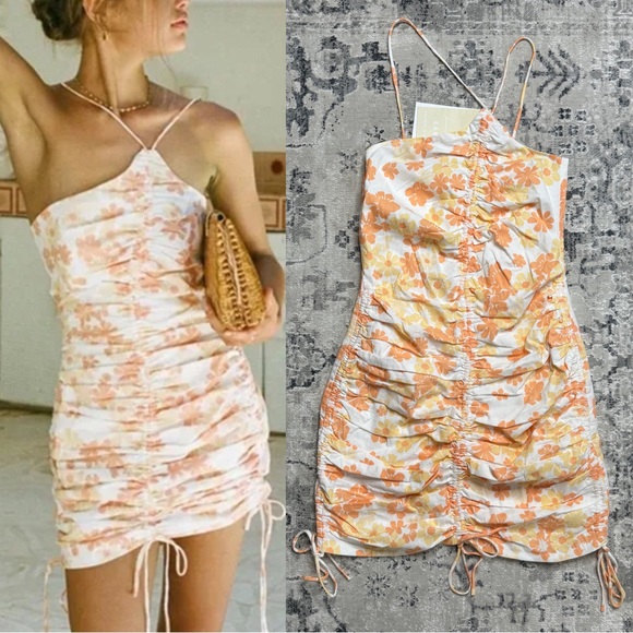 Sabo Skirt Dresses & Skirts - NEW Sabo Skirt Kani Asymmetric Dress Floral Print Cinched size M Medium NWT